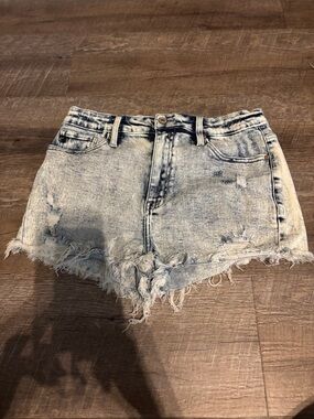 KanCan Light Blue Acid Wash Denim Cutoff Shorts
